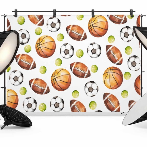 7x5ft Photo Backdrop, Brown Basketball Football Soft Polyester Backdrop Curtains Photography Backdrops, Modern Art Ball Watercolor Brushed Background for Photoshoots Studio Video Portrait Parties