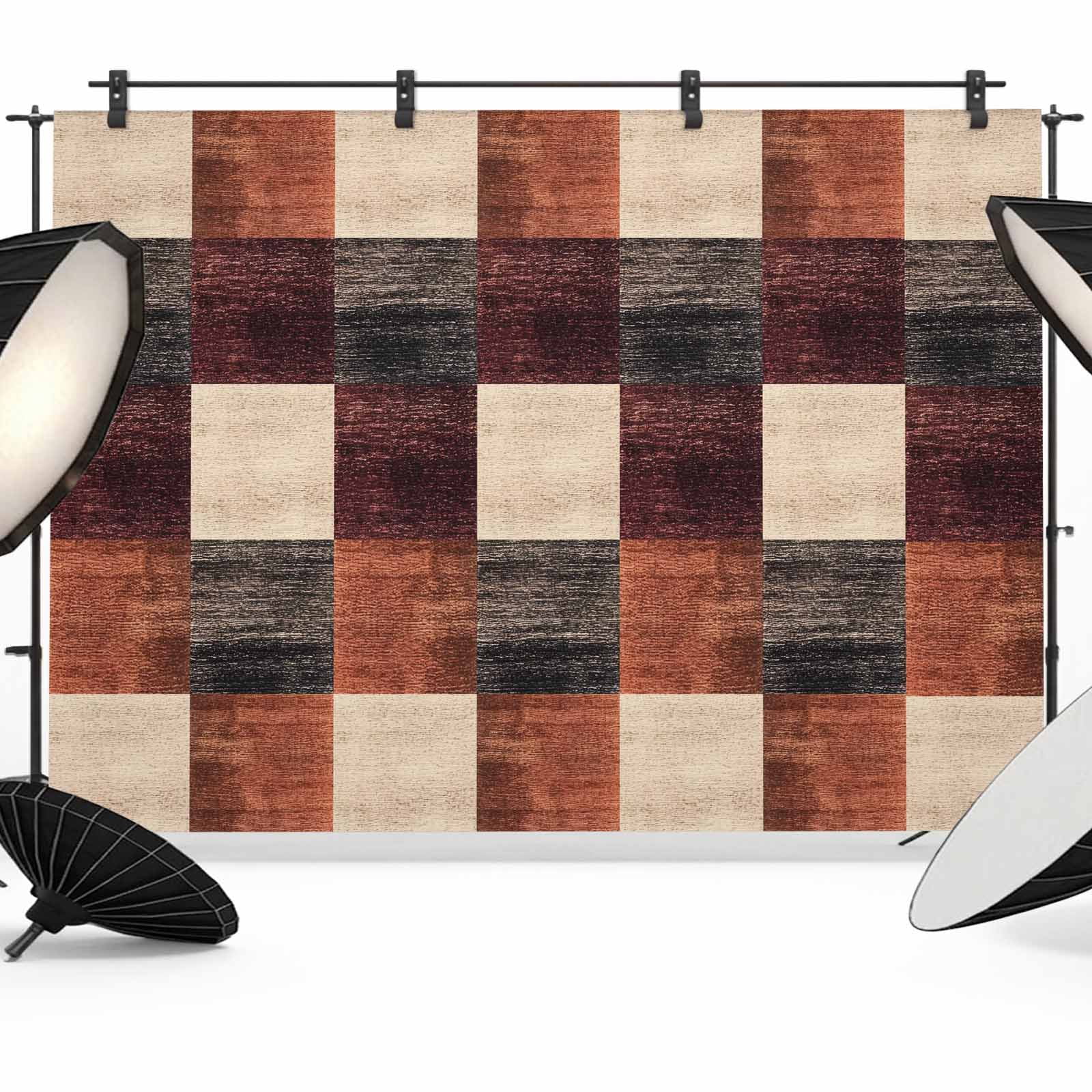 7x5ft Photo Backdrop, Brown Beige Block Soft Polyester Backdrop ...
