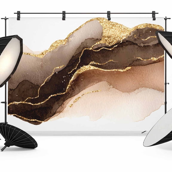 7x5ft Photo Backdrop, Brown Gold Marble Soft Polyester Backdrop Curtains Photography Backdrops, Modern Simple Abstract Fluid Art Brushed Background for Photoshoots Studio Video Portrait Parties