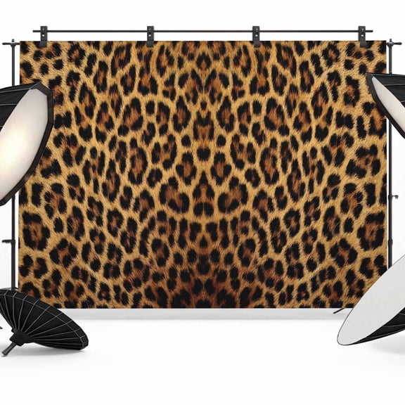 7x5ft Photo Backdrop, Brown Leopard Print Soft Polyester Backdrop Curtains Photography Backdrops, Classic Abstract Animal Patterned Brushed Background for Photoshoots Studio Video Portrait Parties
