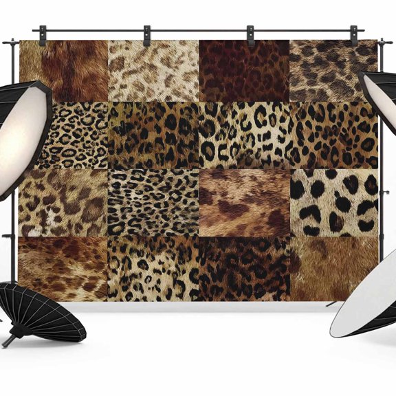 7x5ft Photo Backdrop, Brown Leopard Soft Polyester Backdrop Curtains Photography Backdrops, Farmhouse Vintage Plaid Brushed Background for Photoshoots Studio Video Portrait Parties