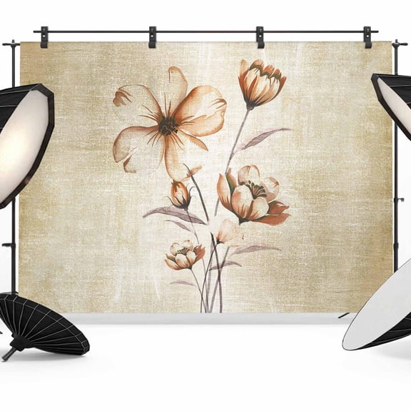 7x5ft Photo Backdrop, Brown Ombre Daisy Soft Polyester Backdrop Curtains Photography Backdrops, Farmhouse Vintage Floral Botanical Brushed Background for Photoshoots Studio Video Portrait Parties