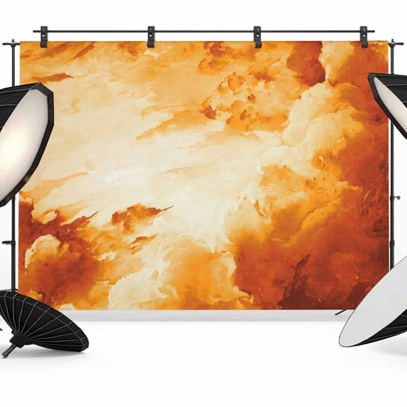 7x5ft Photo Backdrop, Burnt Orange Ombre Clouds Soft Polyester Backdrop Curtains Photography Backdrops, Modern Abstract Gradient Cloud Brushed Background for Photoshoots Studio Video Portrait Parties