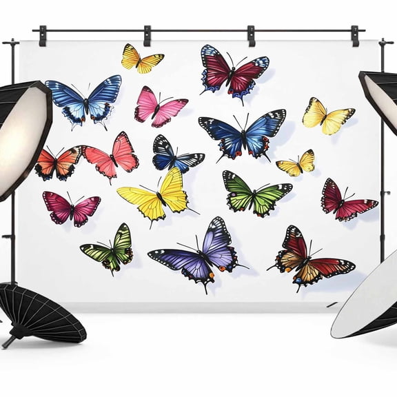 7x5ft Photo Backdrop, Butterfly Print Soft Polyester Backdrop Curtains Photography Backdrops, Modern Colorful Animals Brushed Background for Photoshoots Studio Video Portrait Parties