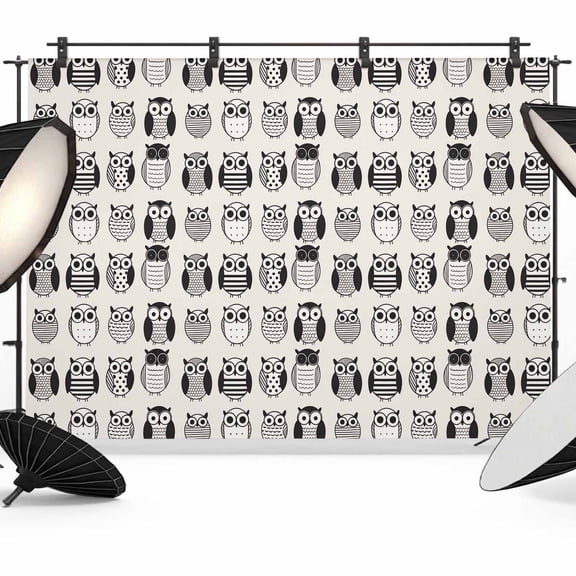 7x5ft Photo Backdrop, Cartoon Owls Soft Polyester Backdrop Curtains Photography Backdrops, Modern Abstract Cute Birds Brushed Background for Photoshoots Studio Video Portrait Parties