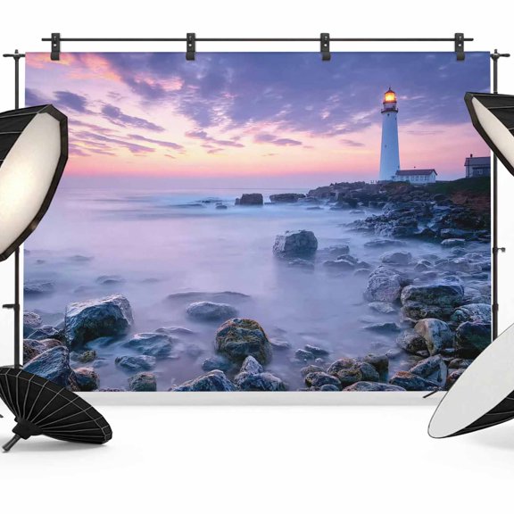 7x5ft Photo Backdrop, Coastal Soft Polyester Backdrop Curtains Photography Backdrops, Summer Beach Ocean Nautical Brushed Background for Photoshoots Studio Video Portrait Parties