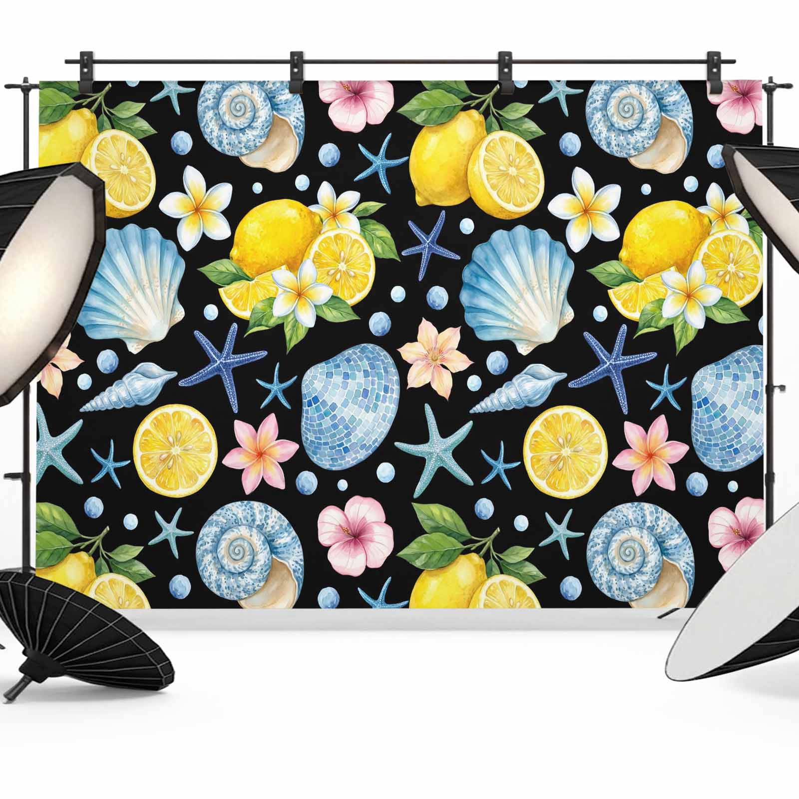Capos Shells Backdrop 7x5ft Photo Backdrop, Coastal Soft Polyester Backdrop Curtains ...