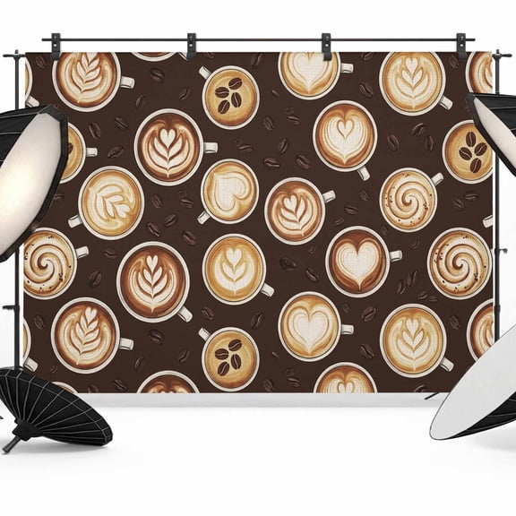 7x5ft Photo Backdrop, Coffee Vintage Soft Polyester Backdrop Curtains Photography Backdrops, Dark Brown Coffee Bean Farmhouse Modern Brushed Background for Photoshoots Studio Video Portrait Parties