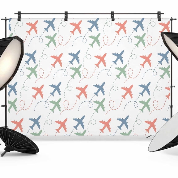 7x5ft Photo Backdrop, Colorful Airplane Soft Polyester Backdrop Curtains Photography Backdrops, Modern Abstract Cartoon Striped Brushed Background for Photoshoots Studio Video Portrait Parties