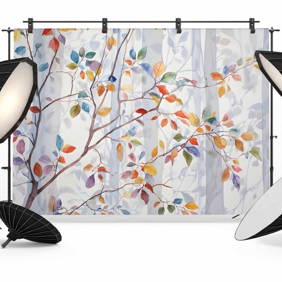 7x5ft Photo Backdrop, Colorful Leaves Soft Polyester Backdrop Curtains Photography Backdrops, Modern Abstract Spring Nature Tree Branch Brushed Background for Photoshoots Studio Portrait Parties