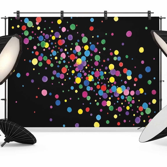7x5ft Photo Backdrop, Colorful Polka Dot Soft Polyester Backdrop Curtains Photography Backdrops, Cartoon Cute Abstract Graffiti Black Brushed Background for Photoshoots Studio Video Portrait Parties