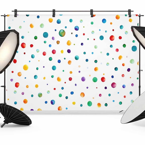 7x5ft Photo Backdrop, Colorful Polka Dot Soft Polyester Backdrop Curtains Photography Backdrops, Rainbow Point Vibrant Brushed Background for Photoshoots Studio Video Portrait Parties