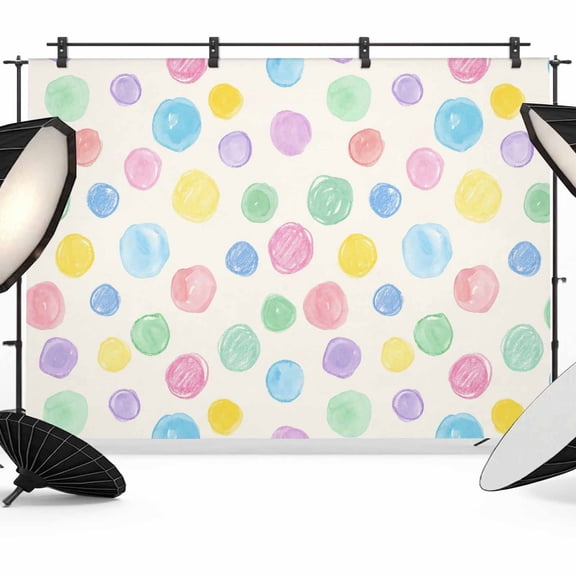 7x5ft Photo Backdrop, Colorful Polka Dot Soft Polyester Backdrop Curtains Photography Backdrops, Watercolor Pink Purple Blue Bubble Abstract Brushed Background for Photoshoots Studio Video Portrait