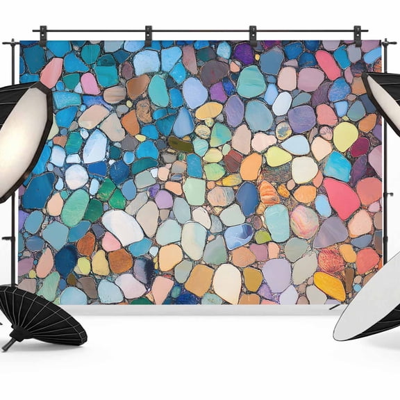 7x5ft Photo Backdrop, Colorful Stone Soft Polyester Backdrop Curtains Photography Backdrops, Rainbow Abstract Oil Painting Brushwork Brushed Background for Photoshoots Studio Video Portrait Parties