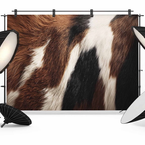 7x5ft Photo Backdrop, Cow Prints Farmhouse Soft Polyester Backdrop Curtains Photography Backdrops, Country Animals Fur Printed Brushed Background for Photoshoots Studio Video Portrait Parties