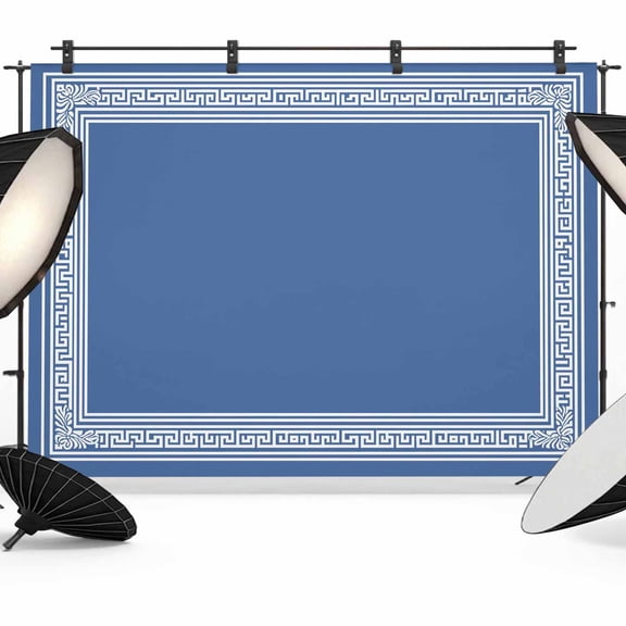 7x5ft Photo Backdrop, Dark Blue Greek Key Soft Polyester Backdrop Curtains Photography Backdrops, Geometric Greece Ancient Farmhouse Geo Brushed Background for Photoshoots Studio Portrait Parties