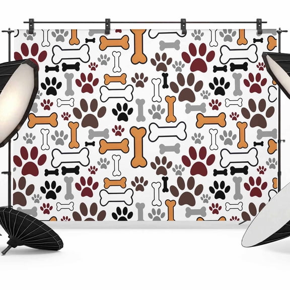 7x5ft Photo Backdrop, Dog Claws Soft Polyester Backdrop Curtains Photography Backdrops, Pet Cat Cartoon Cute Animal Bone Pawprints Brushed Background for Photoshoots Studio Video Portrait Parties