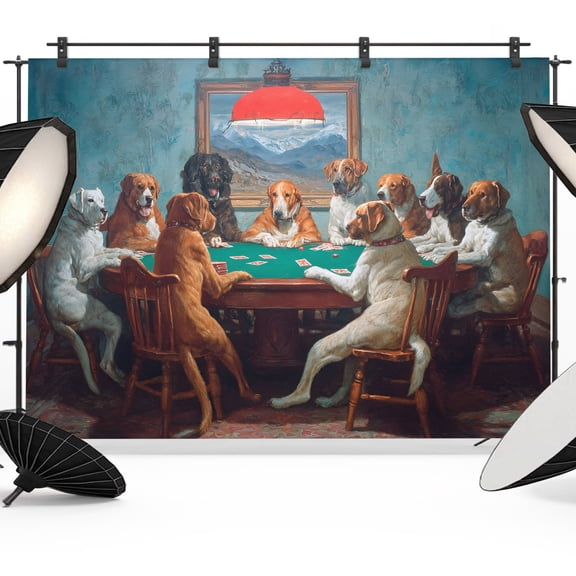 7x5ft Photo Backdrop, Dogs Modern Art Soft Polyester Backdrop Curtains Photography Backdrops, Table Dog Animals Brushed Background for Photoshoots Studio Video Portrait Parties