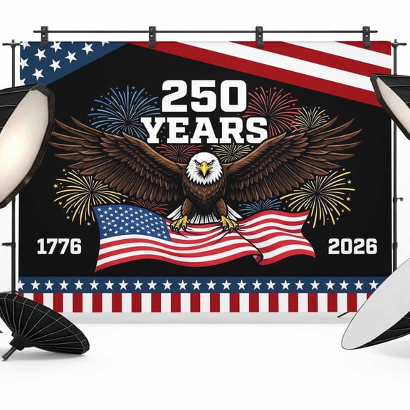7x5ft Photo Backdrop, Eagle 4th of July Soft Polyester Backdrop Curtains Photography Backdrops, Independence Day Stars Watercolor Brushed Background for Photoshoots Studio Video Portrait Parties