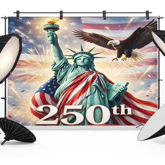 7x5ft Photo Backdrop, Eagle 4th of July Soft Polyester Backdrop Curtains Photography Backdrops, USA Flag Independence Day Brushed Background for Photoshoots Studio Video Portrait Parties