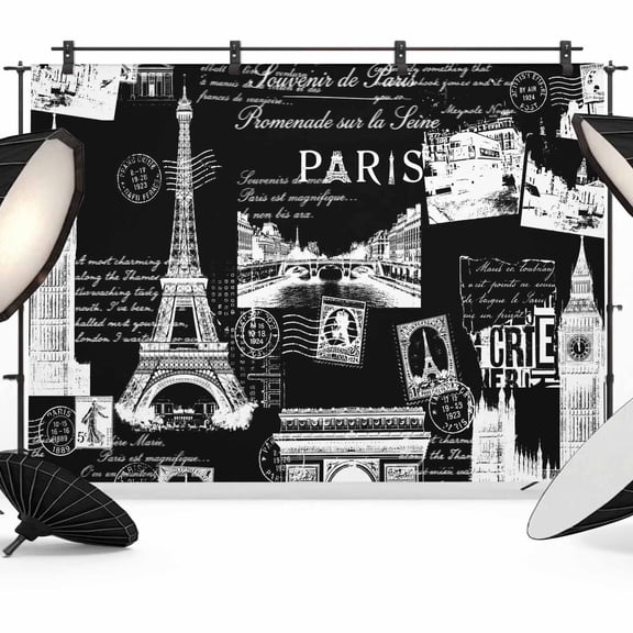 7x5ft Photo Backdrop, Eiffel Tower Soft Polyester Backdrop Curtains Photography Backdrops, Vintage France Romantic European Paris City Art Brushed Background for Photoshoots Studio Portrait Parties