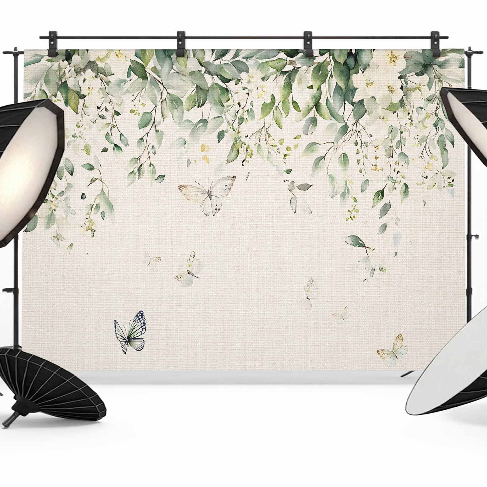 7x5ft Photo Backdrop, Eucalyptus Leaves Soft Polyester Backdrop ...