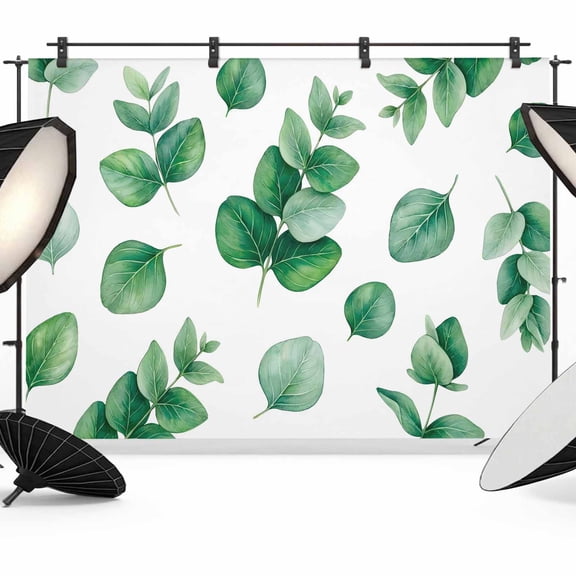 7x5ft Photo Backdrop, Eucalyptus Leaves Soft Polyester Backdrop Curtains Photography Backdrops, Spring Botanical Leaf Sage Green Brushed Background for Photoshoots Studio Video Portrait Parties