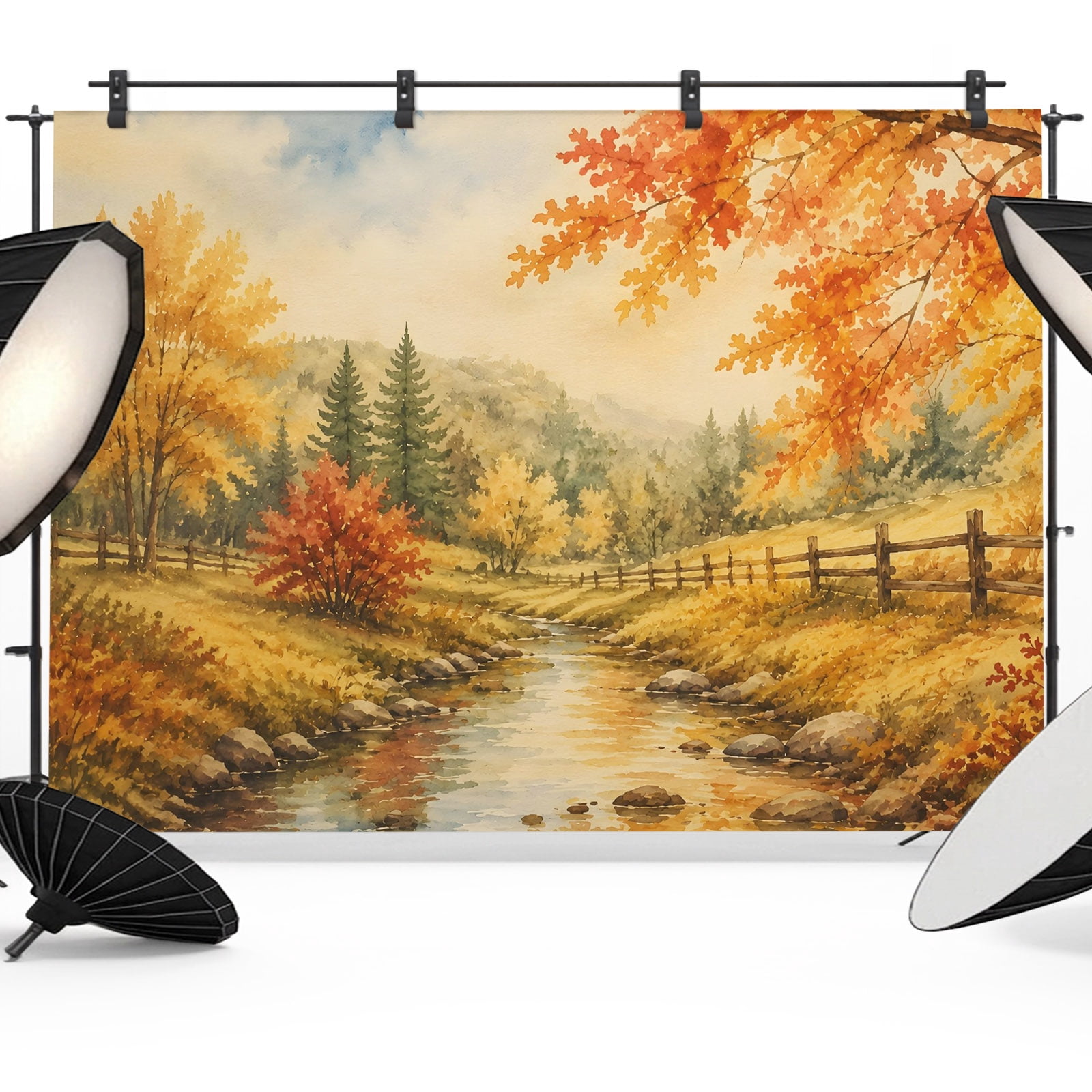 Typical Backdrop 7x5ft Photo Backdrop, Fall Forest Soft Polyester Backdrop Curtains ...