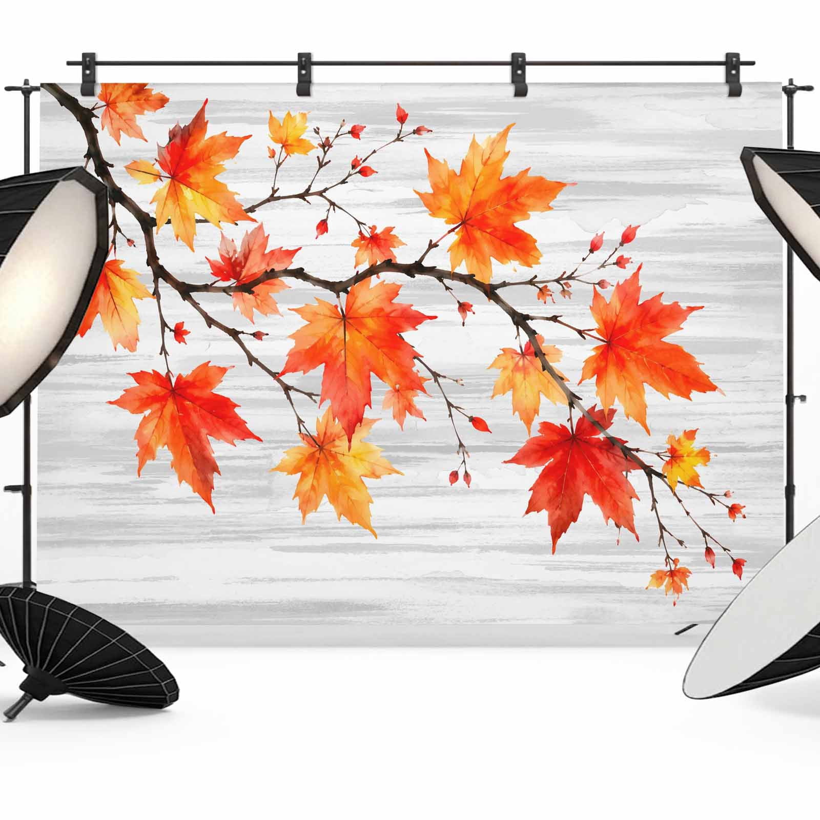 Typical Backdrop 7x5ft Photo Backdrop, Fall Maple Leaves Soft Polyester Backdrop ...