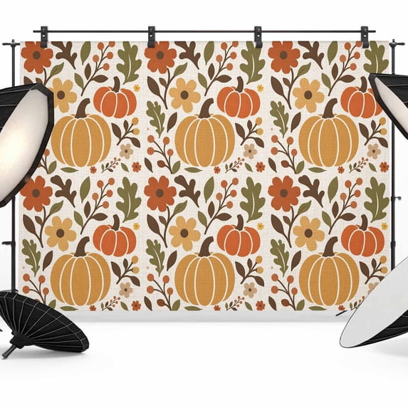 Dfalling Background 7x5ft Photo Backdrop, Fall Pumpkin Soft Polyester Backdrop Curtains ...