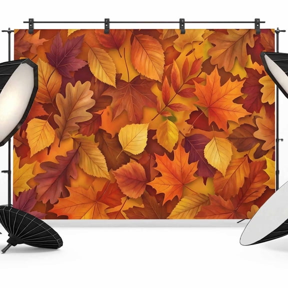 7x5ft Photo Backdrop, Fall Soft Polyester Backdrop Curtains Photography Backdrops, Autumn Modern Country Abstract Maple Leaf Textured Brushed Background for Photoshoots Studio Video Portrait Parties