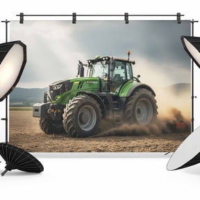 7x5ft Photo Backdrop, Farmhouse Tractor Soft Polyester Backdrop Curtains Photography Backdrops, Farm Green Car Countryside Brushed Background for Photoshoots Studio Video Portrait Parties