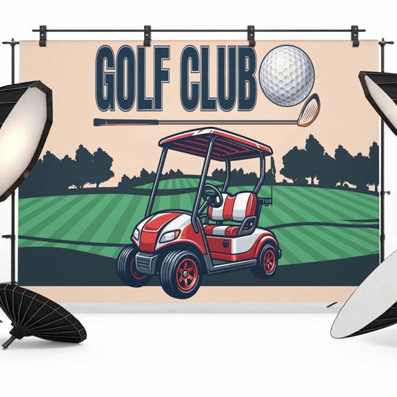7x5ft Photo Backdrop, Golf Soft Polyester Backdrop Curtains Photography Backdrops, Cartoon Chic Sports Country Trees Artwork Brushed Background for Photoshoots Studio Video Portrait Parties