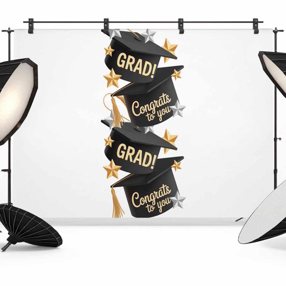 7x5ft Photo Backdrop, Graduate Soft Polyester Backdrop Curtains Photography Backdrops, Funny Words Modern Art Brushed Background for Photoshoots Studio Video Portrait Parties
