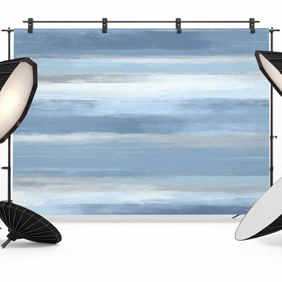 7x5ft Photo Backdrop, Gray Blue Ombre Soft Polyester Backdrop Curtains Photography Backdrops, Modern Abstract Watercolor Stripes Brushed Background for Photoshoots Studio Video Portrait Parties
