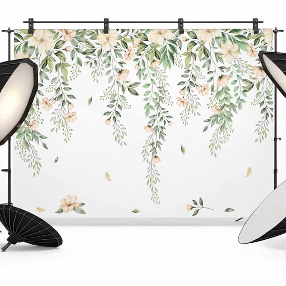 7x5ft Photo Backdrop, Green Eucalyptus Leaves Soft Polyester Backdrop Curtains Photography Backdrops, Spring Floral Weeping Farmhouse Brushed Background for Photoshoots Studio Video Portrait Parties