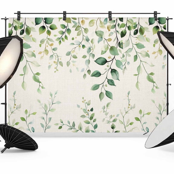 7x5ft Photo Backdrop, Green Eucalyptus Soft Polyester Backdrop Curtains Photography Backdrops, Country Nature Leaf Succulent Plant Brushed Background for Photoshoots Studio Video Portrait Parties