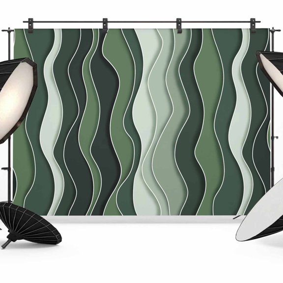 7x5ft Photo Backdrop, Green Ombre Soft Polyester Backdrop Curtains Photography Backdrops, Abstract Art Moire Ocean Waves Brushed Background for Photoshoots Studio Video Portrait Parties