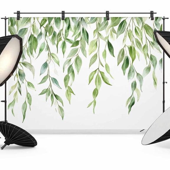 7x5ft Photo Backdrop, Green Vines Soft Polyester Backdrop Curtains Photography Backdrops, Spring Botanical Plants Leaves Farmhouse Brushed Background for Photoshoots Studio Video Portrait Parties