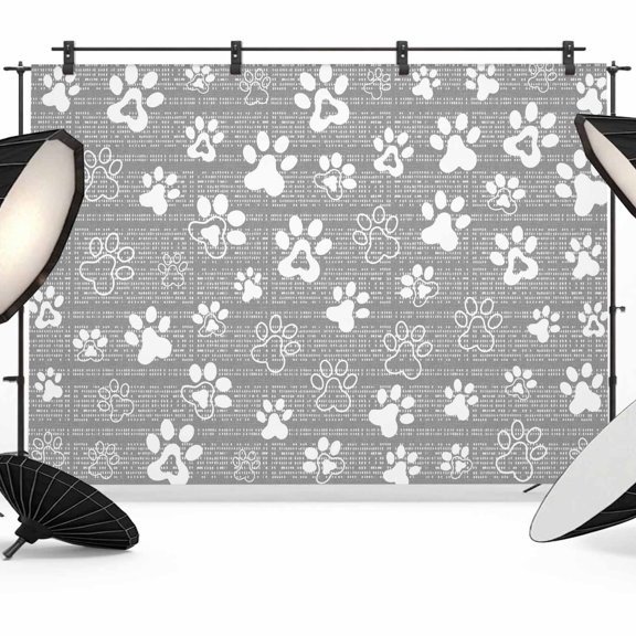 7x5ft Photo Backdrop, Grey Dog Paw Soft Polyester Backdrop Curtains Photography Backdrops, Modern Geometric Abstract Aesthetics Brushed Background for Photoshoots Studio Video Portrait Parties
