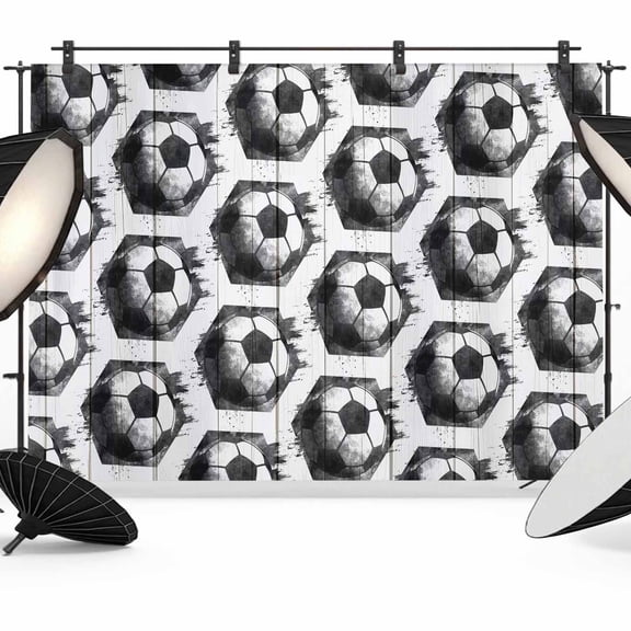 7x5ft Photo Backdrop, Grey Football Soft Polyester Backdrop Curtains Photography Backdrops, Vintage Soccer Geometric Watercolor Brushed Background for Photoshoots Studio Video Portrait Parties