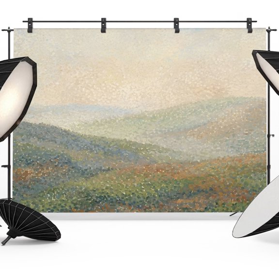 7x5ft Photo Backdrop, Grey Green Mountains Soft Polyester Backdrop Curtains Photography Backdrops, Summer Botanical Farmhouse Art Brushed Background for Photoshoots Studio Video Portrait Parties