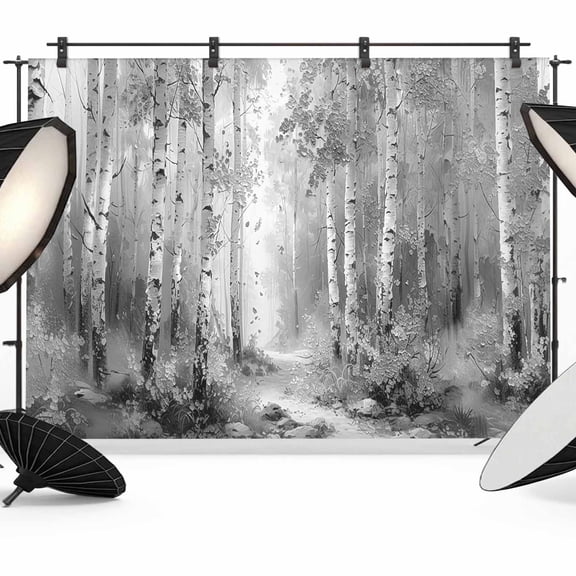 7x5ft Photo Backdrop, Grey Soft Polyester Backdrop Curtains Photography Backdrops, Modern Oil Painting Art Forest Brushed Background for Photoshoots Studio Video Portrait Parties