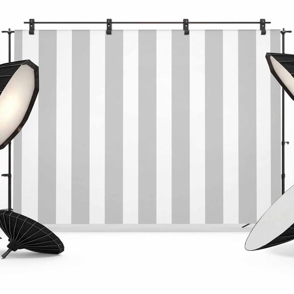 7x5ft Photo Backdrop, Grey Striped Soft Polyester Backdrop Curtains Photography Backdrops, Modern Farmhouse Gray White Stripes Brushed Background for Photoshoots Studio Video Portrait Parties