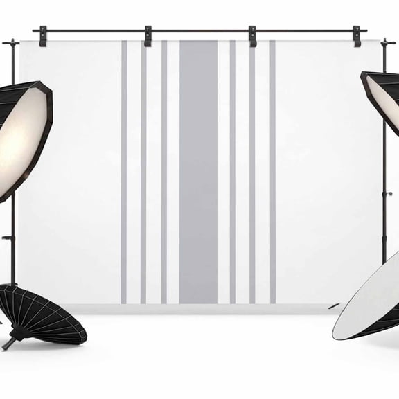 7x5ft Photo Backdrop, Grey Vertical Striped Soft Polyester Backdrop Curtains Photography Backdrops, White Modern Simple Geometric Brushed Background for Photoshoots Studio Video Portrait Parties