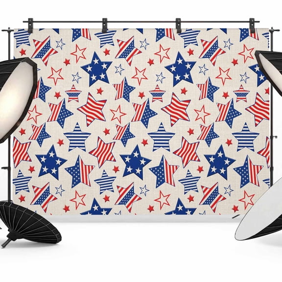 7x5ft Photo Backdrop, Independence Day Soft Polyester Backdrop Curtains Photography Backdrops, Blue Red Stars 250th Anniversary Rustic Brushed Background for Photoshoots Studio Video Portrait Parties