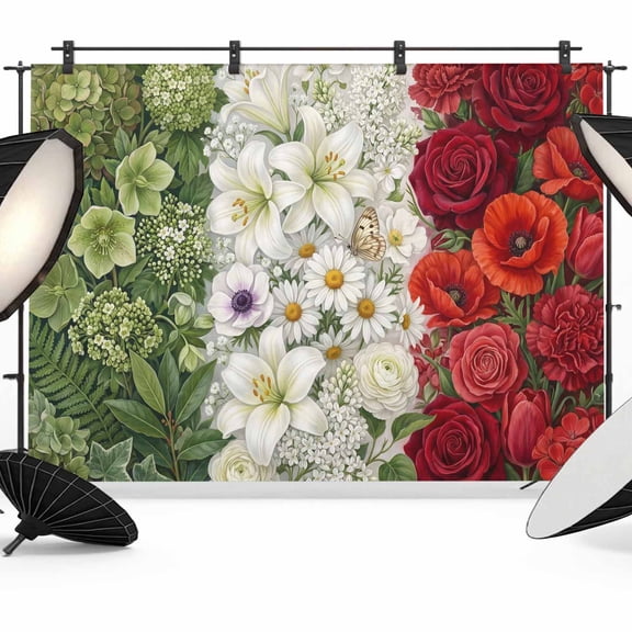 7x5ft Photo Backdrop, Italian Floral Soft Polyester Backdrop Curtains Photography Backdrops, Spring Summer Flowers Botanical Brushed Background for Photoshoots Studio Video Portrait Parties