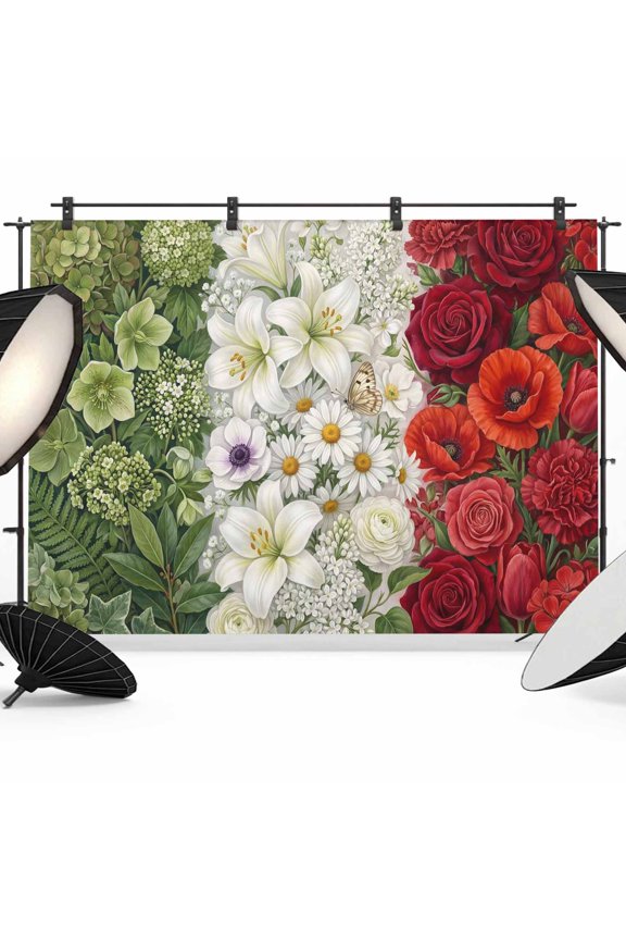 7x5ft Photo Backdrop, Italian Floral Soft Polyester Backdrop Curtains Photography Backdrops, Spring Summer Flowers Botanical Brushed Background for Photoshoots Studio Video Portrait Parties