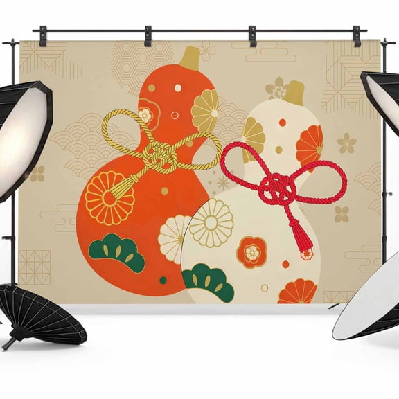 7x5ft Photo Backdrop, Khaki Gourd Soft Polyester Backdrop Curtains Photography Backdrops, Floral Modern Art Red Beige Brushed Background for Photoshoots Studio Video Portrait Parties