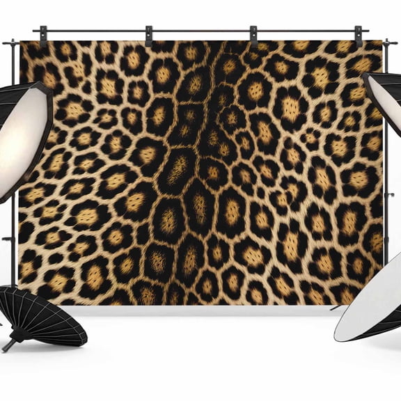 7x5ft Photo Backdrop, Leopard Print Soft Polyester Backdrop Curtains Photography Backdrops, Farmhouse Gradient Animals Texture Brushed Background for Photoshoots Studio Video Portrait Parties